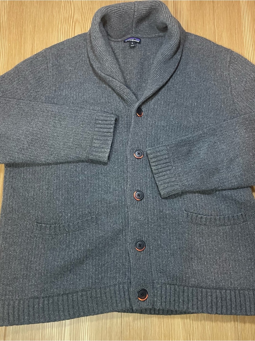 Patagonia Recycled Wool Shawl Collar Cardigan Sweater XL Grey